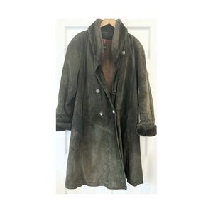 Vintage Dark Olive Leather Danier Trench Coat